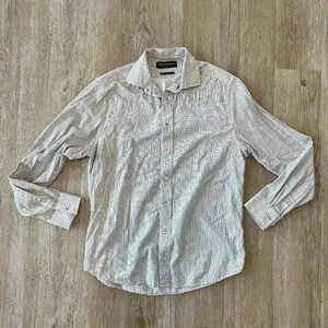 Mens Nick Graham White and Black Printed Button Up - 15.5  34/35  M